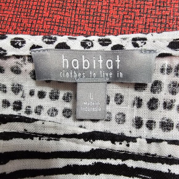 HABITAT Art to Live In Linen Women Top Geometric Print Pullover Large Relaxed - Picture 4 of 9